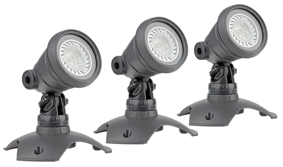 oase-lunaqua-set-3-faretti-led-per-laghetto-e-giardino-grigio image 1