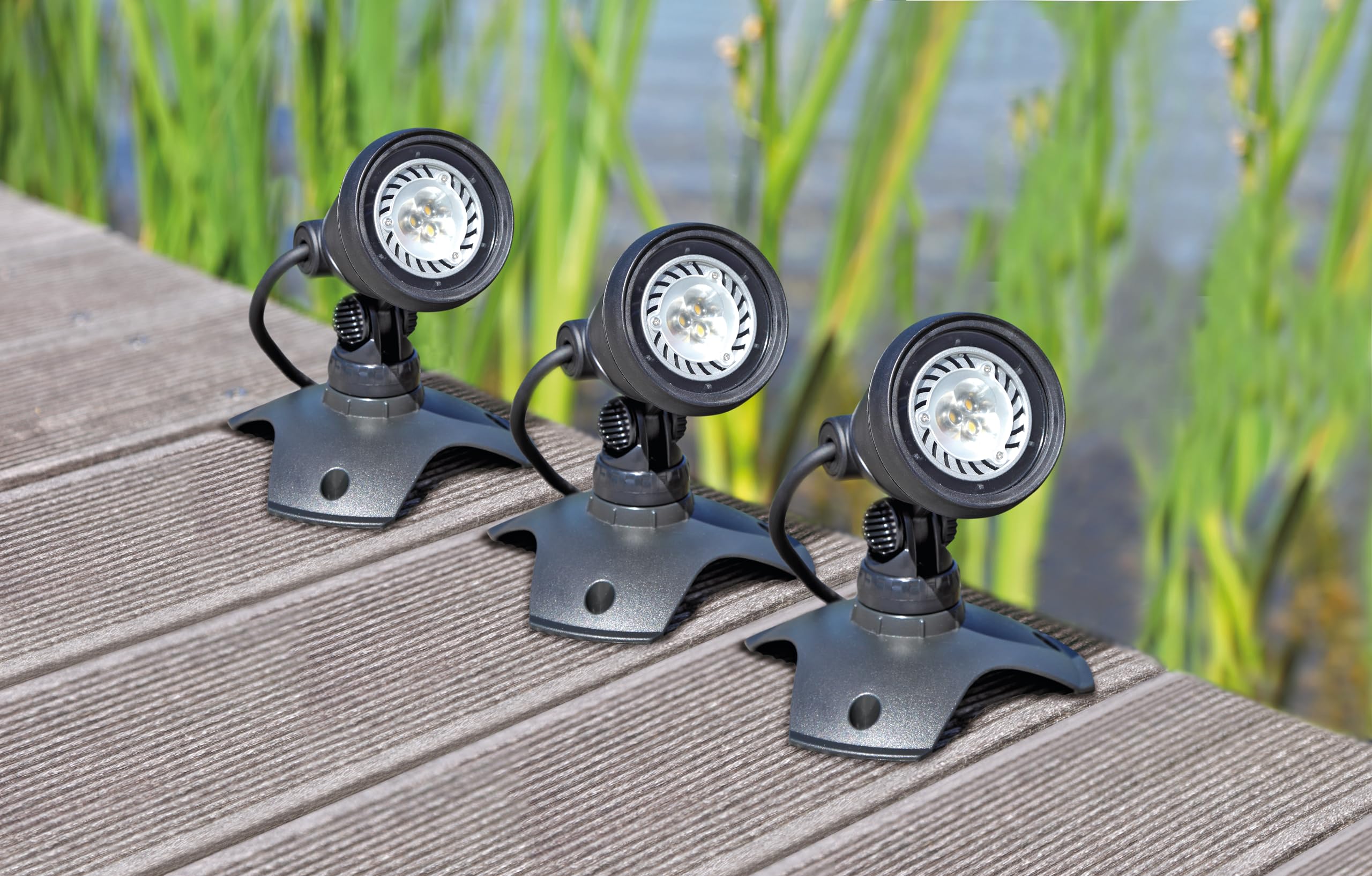 oase-lunaqua-set-3-faretti-led-per-laghetto-e-giardino-grigio image 3