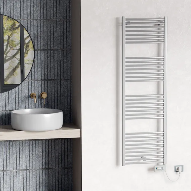 cordivari-lisa-22-electric-silver-look-scaldasalviette-elettrico-bagno-argento image 1