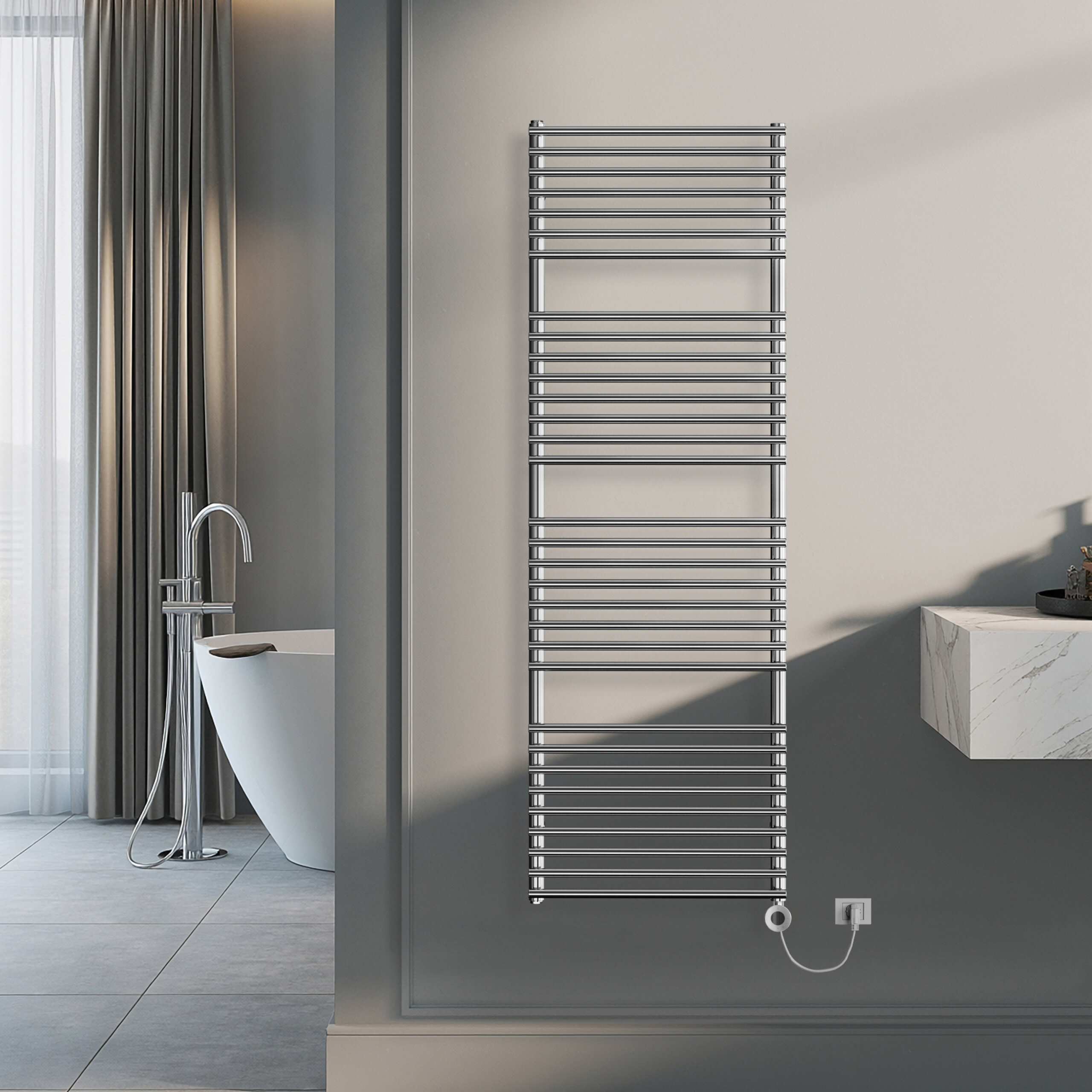 cordivari-leila-elettrico-inox-lucido-scaldasalviette-elettrico-in-acciaio-inox image 1